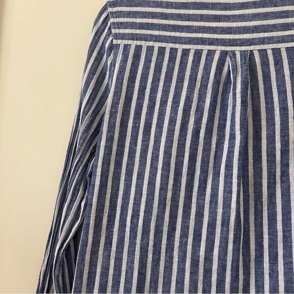 BeachLunchLounge Striped Linen Cotton Chambray Button Down Shirt Women's Small - Picture 7 of 9